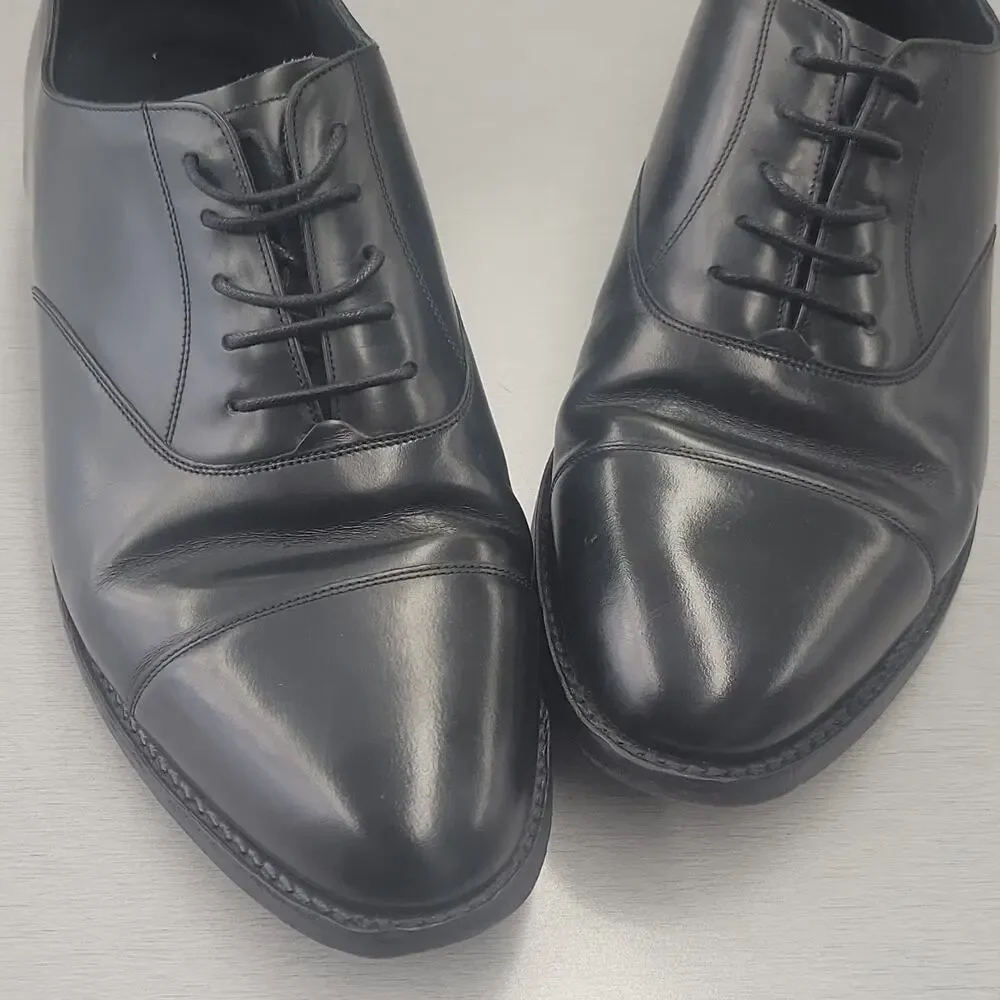 Barker Men’s 8 G Black Leather Cap Toe Lace-Up Oxford Dress Shoes Round Toe